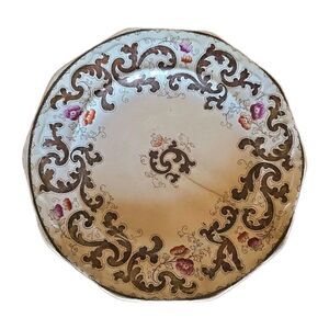 Edward Walley Scroll Flowers Copper Luster 8.25" Plate C.1845-1865 READ